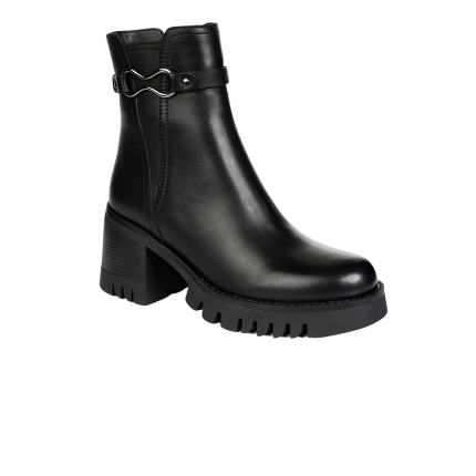 Women's Black Genuine Leather Heeled Boots 3K2DB32891